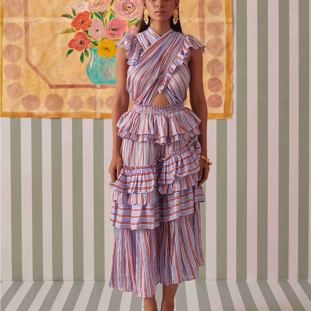 NWT Holiday Blues Criss Cross Striper Dress SZ Small